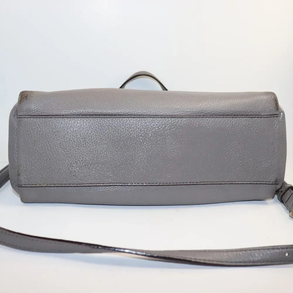 Kate‎ Spade Satchel Bag Medium Grey Womens Pebbled Leather Crossbody